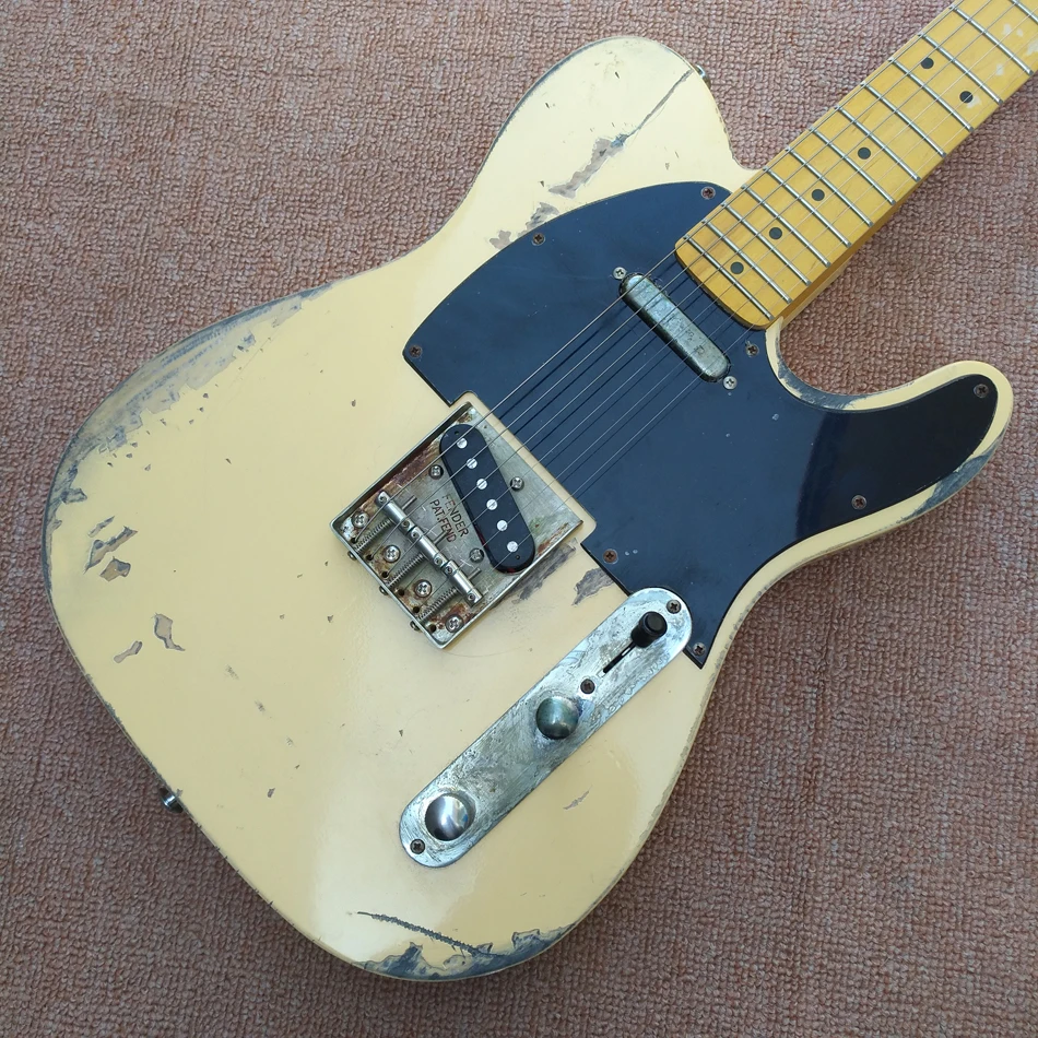 

Relic Light Yellow Electric Guitar, Maple Fingerboard, Alder Body, Chrome Hardware, Free Shipping