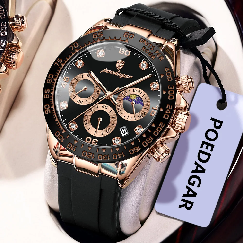 POEDAGAR Fashion Luxury Men Wristwatch Chronograph Date High Quality Quartz Man Watch Waterproof Luminous Military Men's Watches