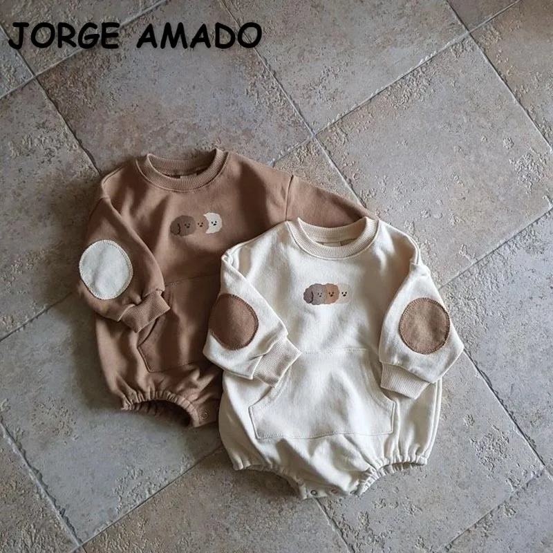 

Корейский стиль, новинка, весенне-осенний Повседневный боди для маленьких девочек, свитшоты с круглым вырезом и длинными рукавами, комбинезон, Одежда для новорожденных, E61737