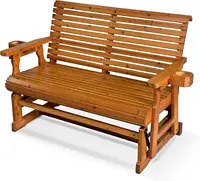 Patio Glider with Cup Holders, High Roll Back and Deep Contoured Seat,Heavy Duty 800 Lb (Cedar Tone, 2-Seater)  furniture 1