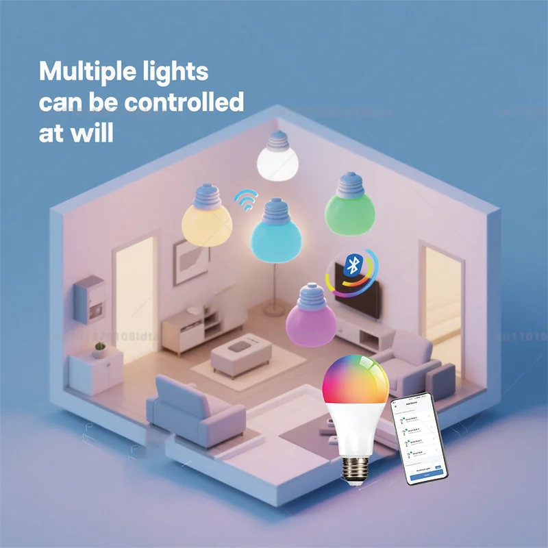 Smart LED Light Bulbs Tuya Bluetooth 9W 220V 85-265V Dimmable RGB APP Control For Bedroom Party
