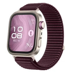 Premium Nylon Loop Strap - Breathable Sport Bracelet Replacement Accessory - Huawei Watch Fit 3 (Plum color)