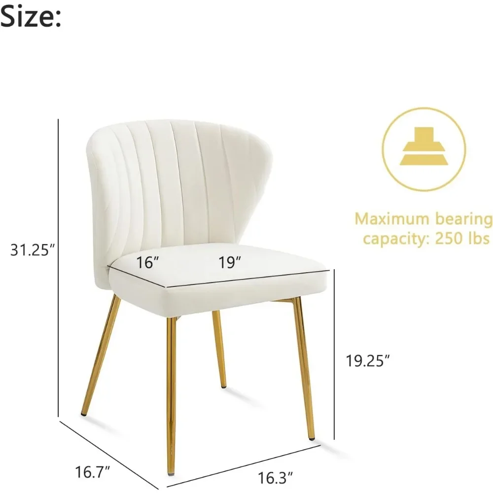 Velvet Dining Chairs Set of 4, Modern Upholstered Dining Chair with Golden Metal Legs, Dining Chairs for Kitchen, Living Room 5