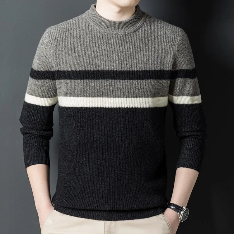 round Neck Thickened Men's Pure Wool Winter Warm Men's Bottoming Sweater