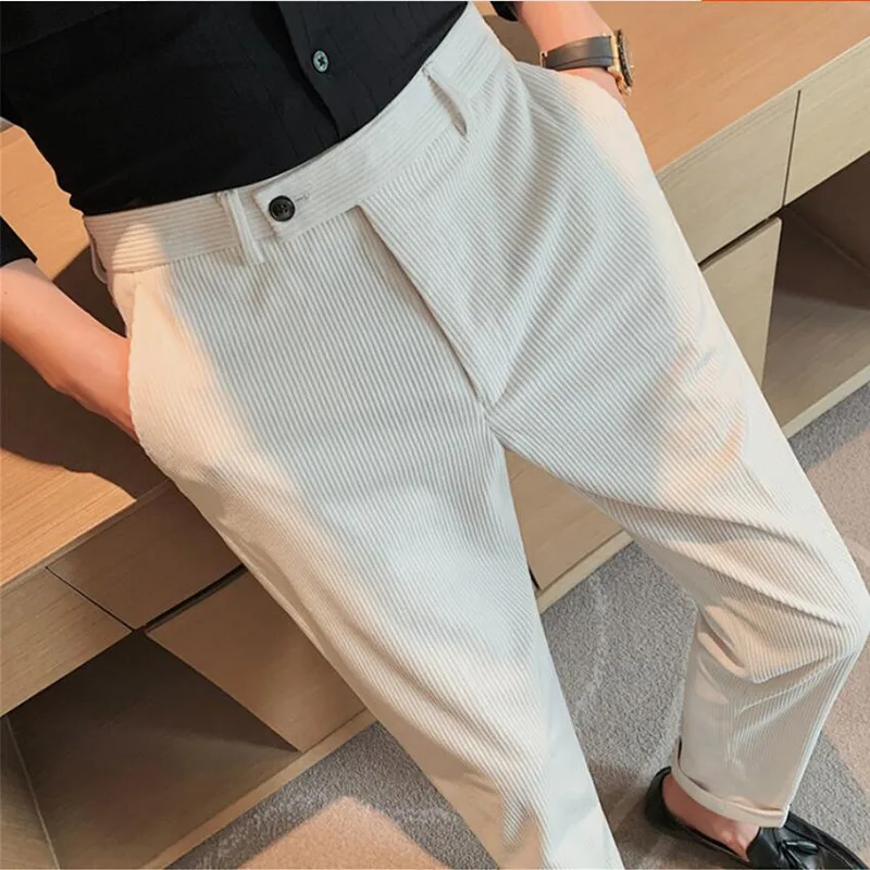 2022 Brand clothing Men Winter Leisure Corduroy Suit Trousers/Male Slim Fit Fashion business leisure Suit Pants Plus size 29-36