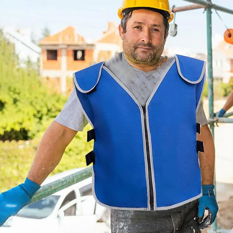 

Охлаждающий Жилет для взрослых, синий охлаждающий защитный жилет, регулируемый крутой жилет, аксессуары для езды на мотоцикле, 6 больших бутылок для льда, Карманный жилет