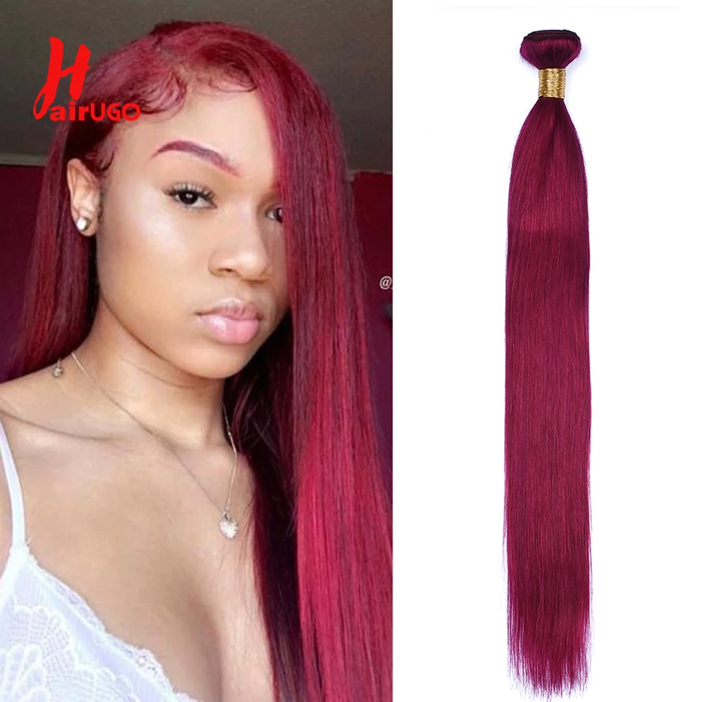 Burgundy Straight Human Hair Bundles Red Silk Straight Bundles BURG Human Hair Weave Brazilian Hair Weft Extensions 100g/Bundle