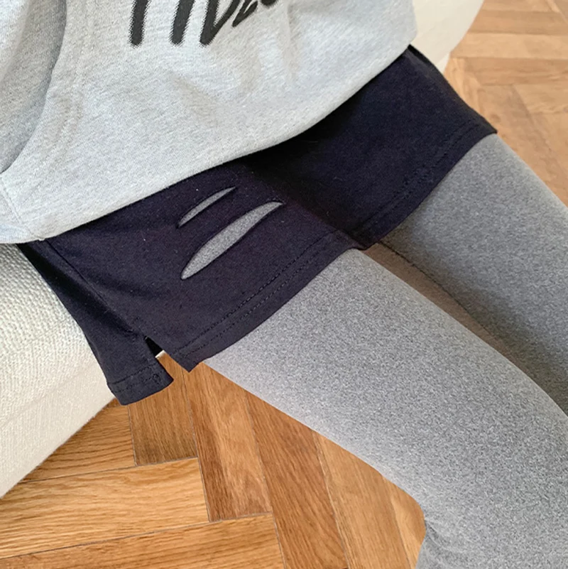 High Waist Skirt Adjustable Layering Fake Top Lower Sweep Set Skirt Half-length Splitting A Version Women Casual Skirts
