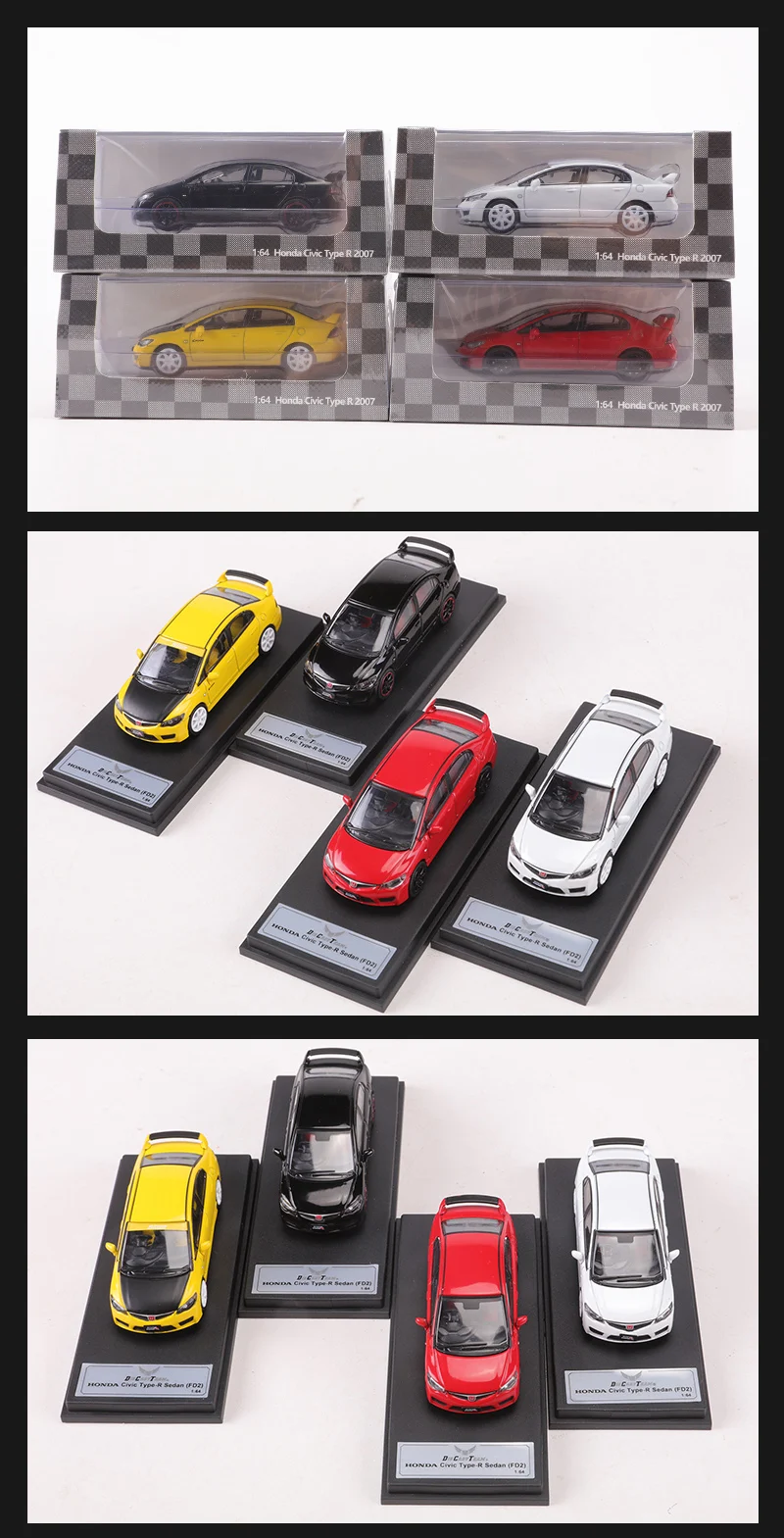 DCT 1:64 Civic Type-R Sedan(FD2) Alloy Model Car 