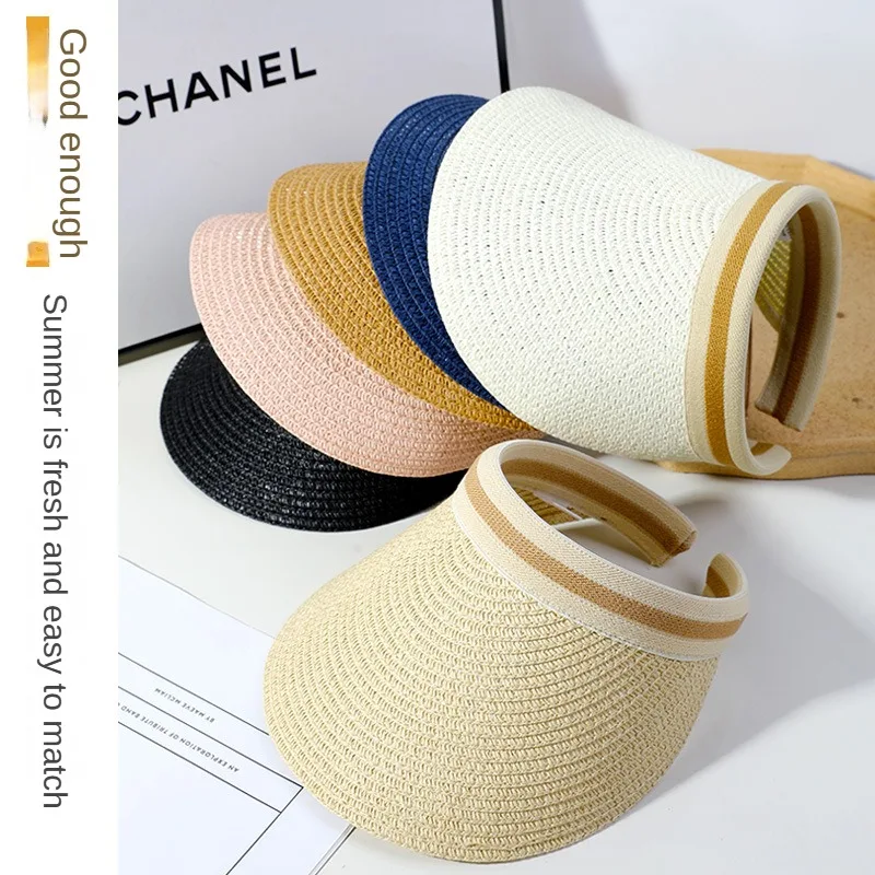 Free Shipping New Summer Sun Hat Female Sun Protection Hiking Hat Korean Version of The Travel Beach Straw Hat Cycling Sun Hat