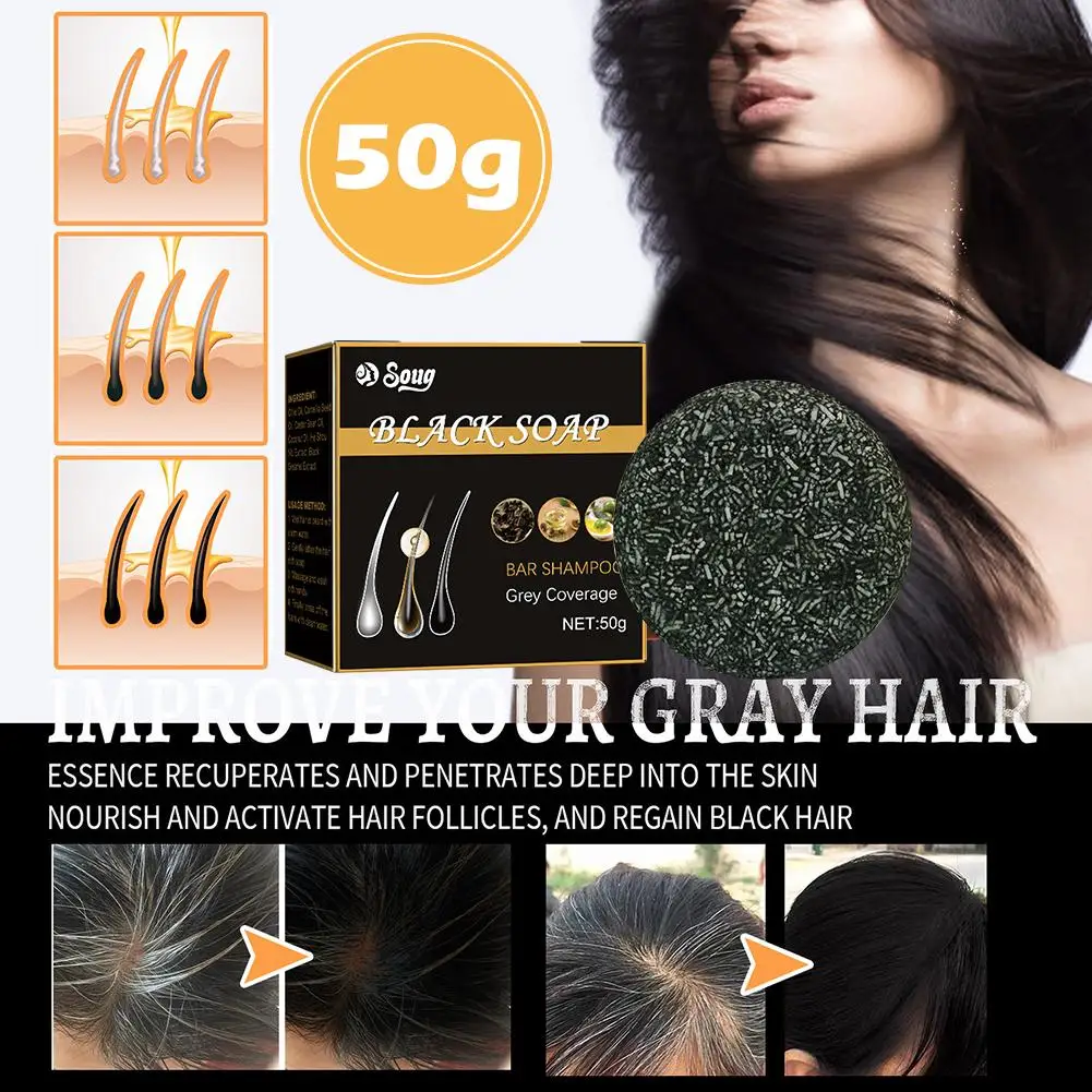 1/3/5pcs Hair Shampoo Soap Polygonum Multiflorum Shampoo Soaps Cover Gray Hair Shampoo Soap To Dye Canas Black Shampoo Bar Soap 4