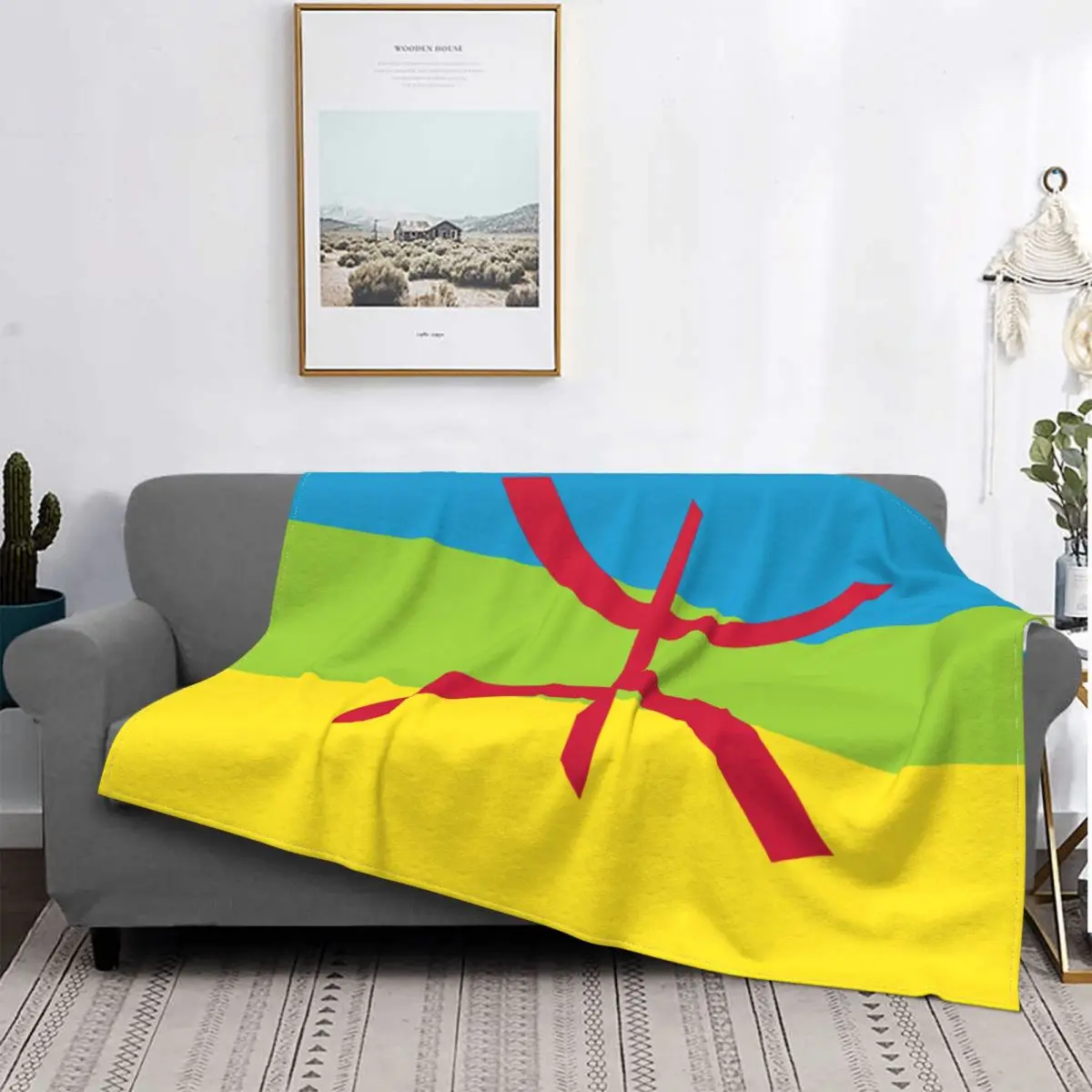

Шерстяные одеяла с флагом Северной Африки Amazigh, одеяло для дома Размером 150*125 см