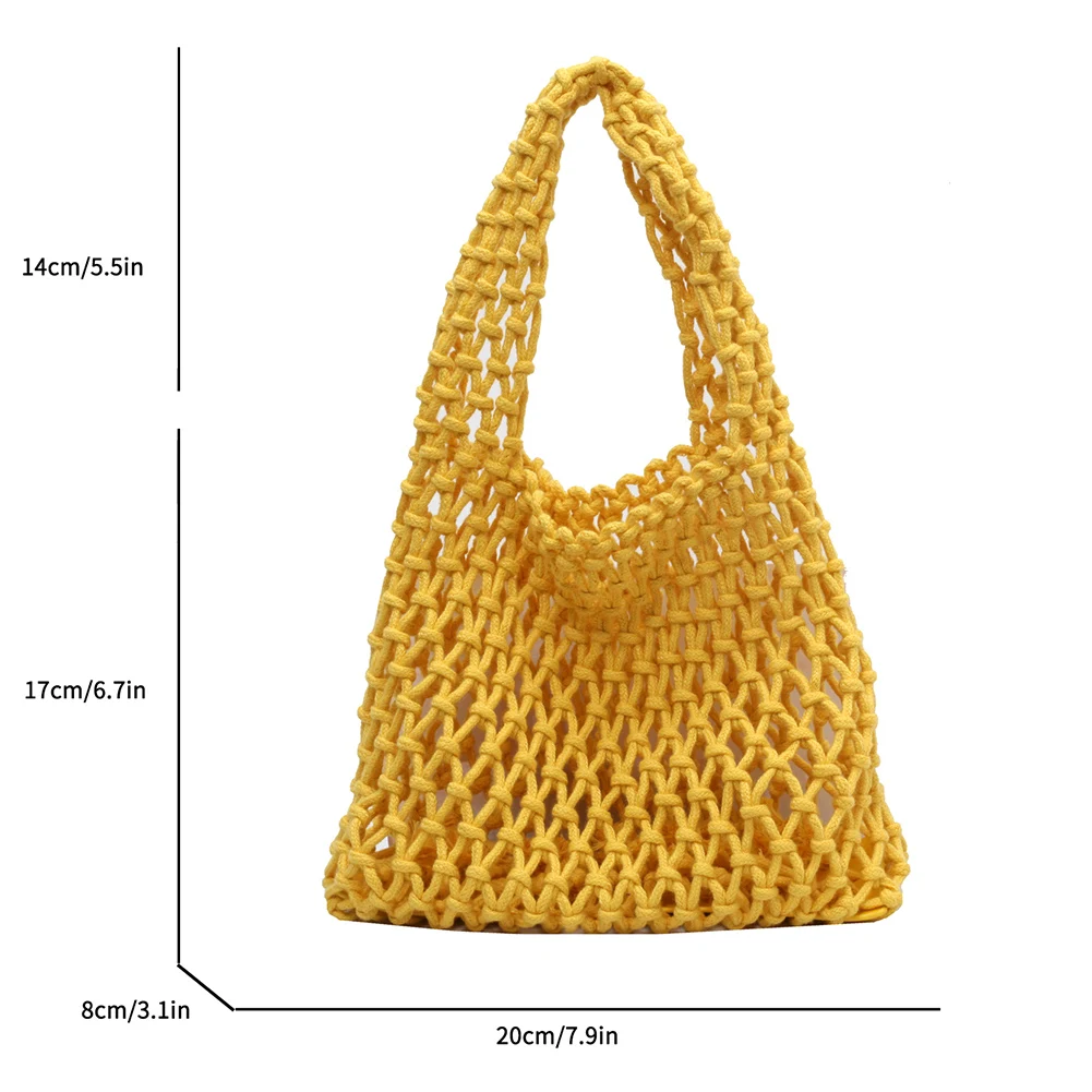 Nuova borsa da spiaggia all'uncinetto per ragazze Corda di paglia estiva Scava fuori Borsa da donna intrecciata a mano Borsa da donna a maglia vuota_voghion.com
