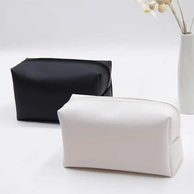 Girls Cute Solid Cosmetic Bag PU Leather Makeup Handbag Women Travel Toiletry Storage Pouch Waterproof Organizer Make Up Case 3