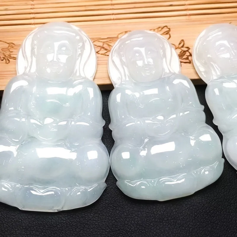 

Natural a-Level Ice Waxy Kinds Water Guanyin Jade Pendant