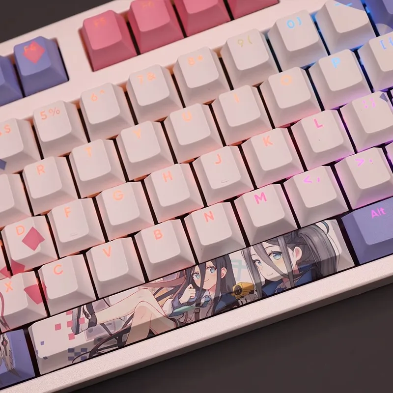 Backlit Anime Game Key Caps Arquivo Azul Elldou Arisu Pbt Tintura Subbed 61 87 104 108 Layout Perfil de Cereja Set - Imagem 4