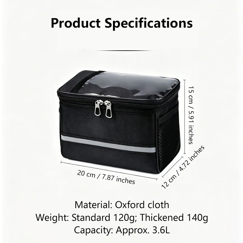 Borsa per Bicicletta da Manubrio, Grande Capacità, Attrezzatura da Ciclismo, Porta Cellulare con Schermo Touch, Multifunzionale Universale - immagine 6