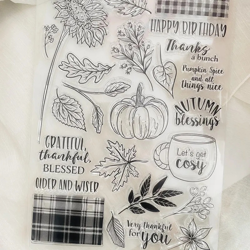 Autumn fall pumpkin flower clear stamp Transparent Silicone Stamp For Scrapbooking Photo Album Decoration seal stamp