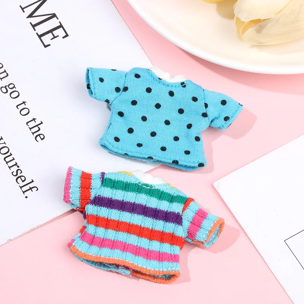 Ob11 Doll Clothes Striped Tops T-shirt Shorts Socks Suit Knitted Sweatshirt For Mini 1/12 Doll Cute Surprise Face Boy Girl Gift 5