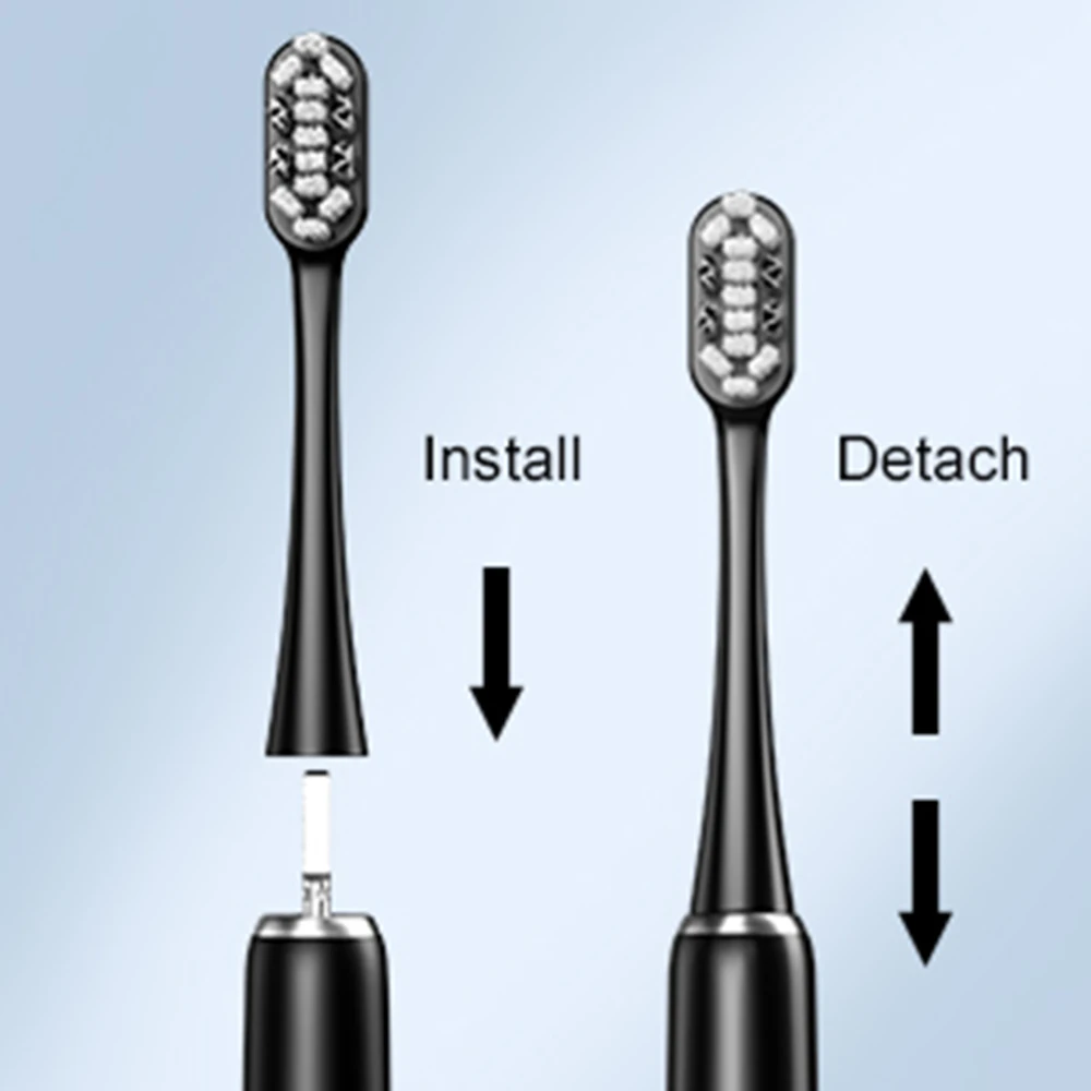 Portable Electric Toothbrush with 3 Pieces Replacement Brush Heads 2 Minute Auto-timer Waterproof IPX7 Black Red For Gifts