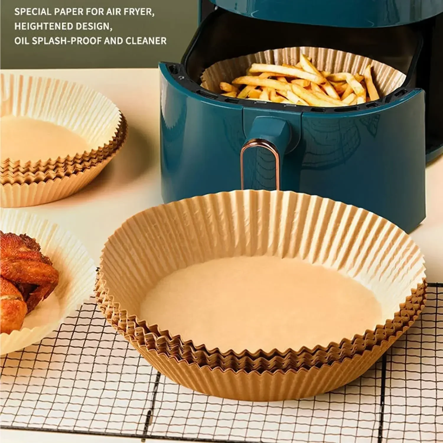 Air Fryer Paper Air Fryer Liner 50pcs Air Fryer Disposable Paper Liner Non-Stick Air Fryer Parchment Paper Liners Baking Filters for AirFryer Micro-wave