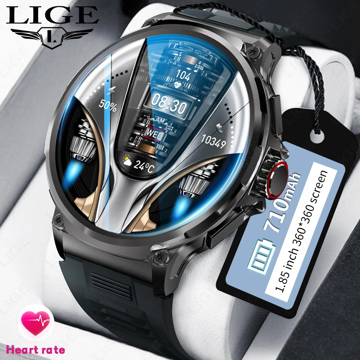 LIGE New For Huawei Xiaomi GPS Smart Watch Men 1.85-inch Ultra HD Bluetooth Call 710 Mah Large Battery Waterproof Smart Watches