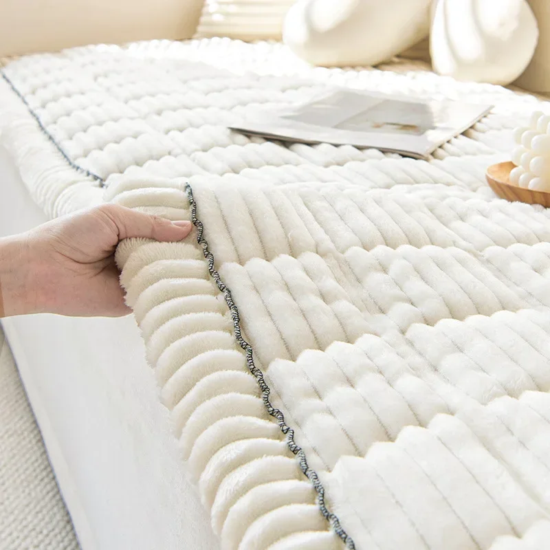 Sofa Mat Simple Modern Anti Slip Soft Plush Seat Cushion Comfortable Breathable Couch New Arrivalscorduroy  Dust Cover Cloth 5