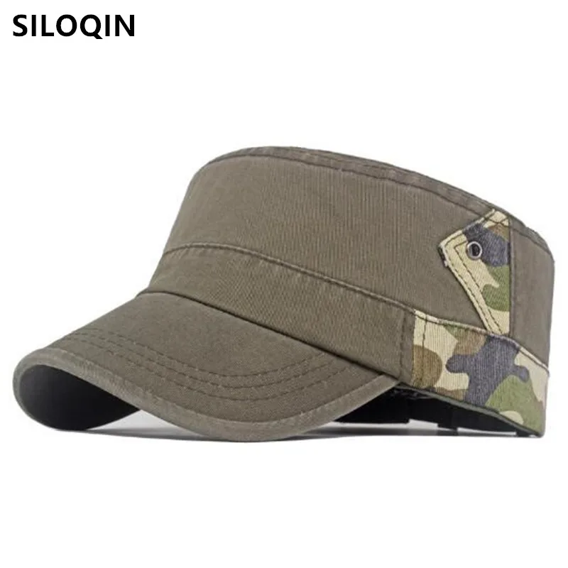

Snapback Cap Autumn Flat Caps For Men Washable Cotton Military Hats Personality Vintage Sports Golf Cap Sunscreen Fishing Cap
