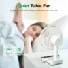 Oscillating Desk Fan 4000mAh Battery Powered & USB Rechargeable Small Personal Fan Quiet Table Fan Portable Fan 4 Speed with LED 5