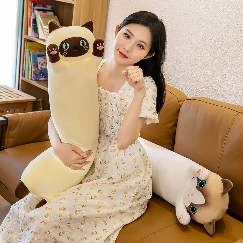 Adorable Cat Island Pillow Doll Plush Toy Long Cat Doll Sleeping Companion Birthday Gift New Edition Plush Pillows
