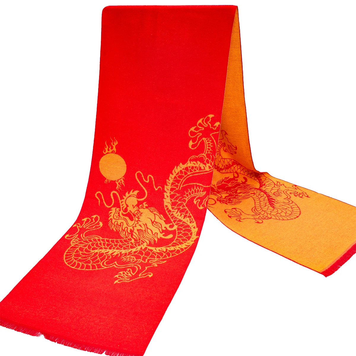 A big red chinese dragon pashmina warm short beard unisex scarf shawl suitable for daily wear and decoration holiday gifts 2