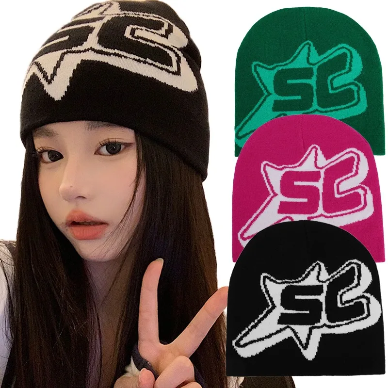 

Winter Warm Beanies Hats for Women Men Casual Printing Knitted Hat Beanie Caps Y2K Hiphop Cool Design Couple Caps Festival Gifts