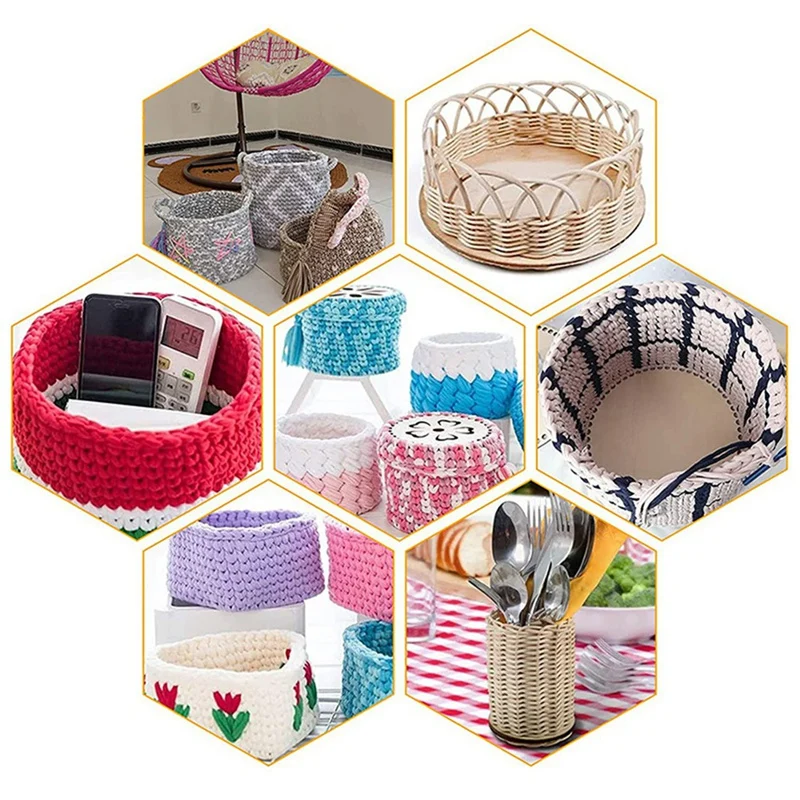 5PCS Wooden Basket Bottom, 5 Size Oval Circle Blank Solid Crochet Basket Wood Base For DIY Craft Weaving Supplies