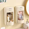 Rotating makeup storage tube dressing table wall mounted storage box lipstick, eyebrow pencil dust-proof compartment shelf 2