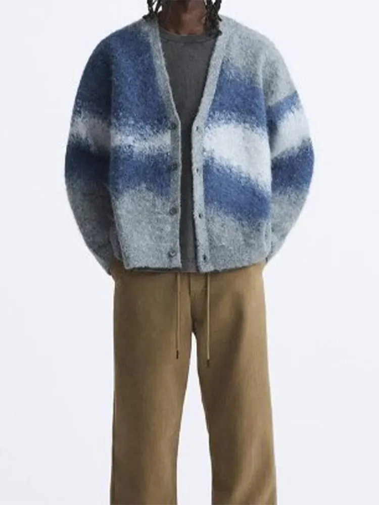 Knitted Cardigan Men's V-neck