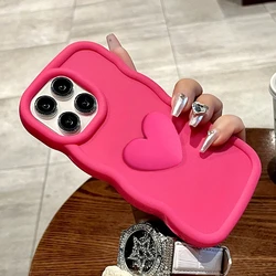 Love Heart Candy Wavy Silicone Case - Soft Cover by Honor for Honor X7 (AX Rose red)