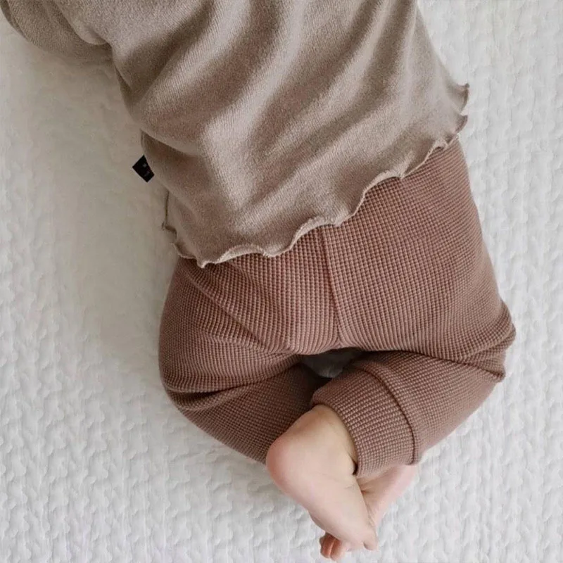 Autumn Baby Waffle Bear Harem Pants Striped Tops