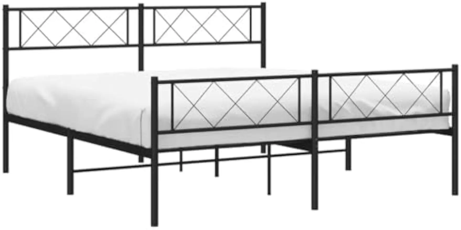 Metal Bed Frame Without Mattress with Footboard Black Platform Bed Supportive Mattress Base ﻿ Bedstead 53.1"x74.8"