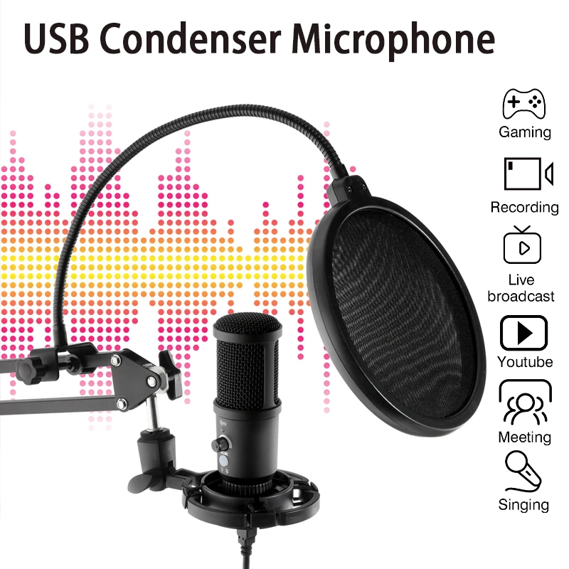 

Конденсаторный USB-микрофон с подставкой и кольсветильник кой