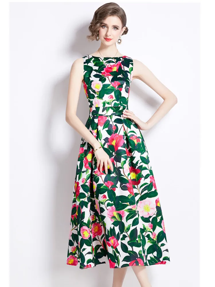 SMTHMA Women 2023 New Fashion White Sleeveless Summer Dress Ladies Lace Rose Embroidery Flower Elegant Long Dresses Vestidos