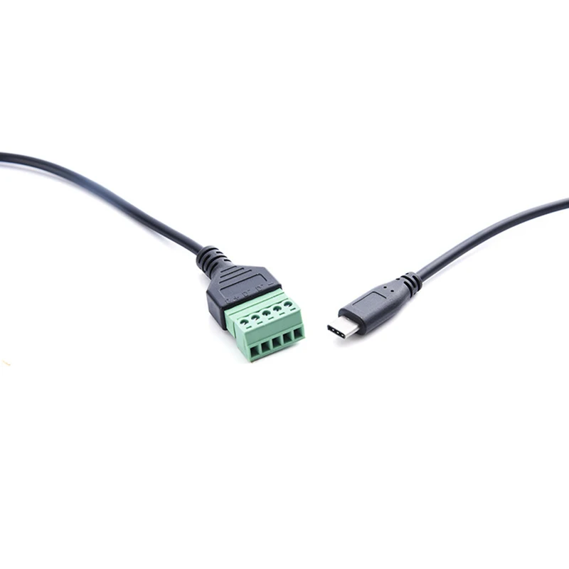 USB Type-C Male Screw Terminal Block Connector Solderless Pluggable 5Pin Block Extension Cord Transfer Data Charging Cable electrical wire connector