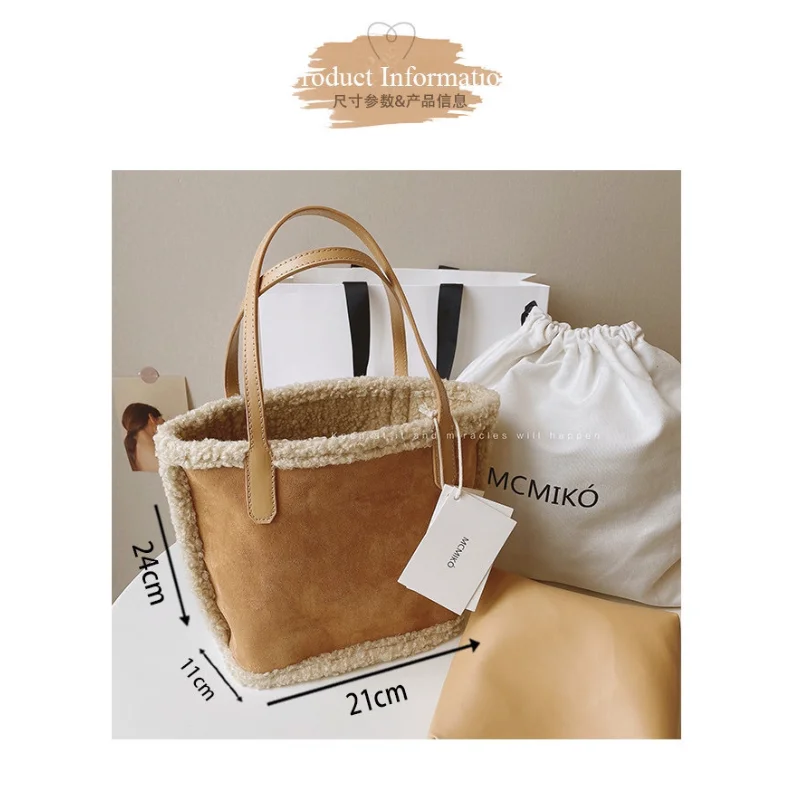 

Plush Retro Tote Bag 2023 New Winter Fashion Versatile Shoulder Handbag