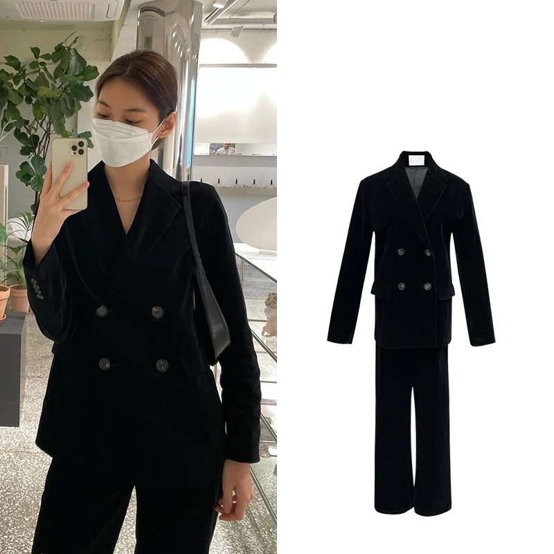 kpop-korean-star-new-streetwear-black-vintage-velvet-double-breasted-blazers-coat-women-office-elegant-loose-straight-pant-suits