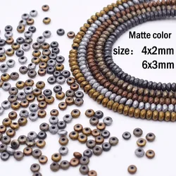 Handmade Black Hematite Stone Flat Spacer Beads - 6mm - 50pcs (A7 matte)
