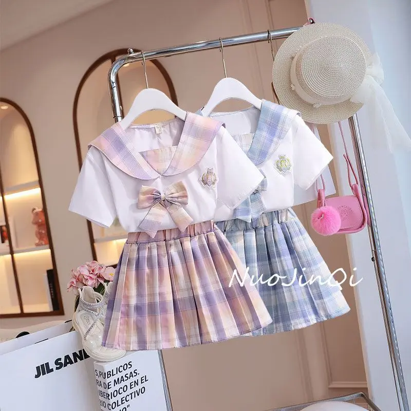 

Cute Cartoon Girls' JK Uniform Set Skirt New Children's Summer Girls' Short Sleeve Short Skirt Two Piece Set