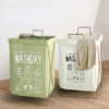 Foldable Laundry Basket with Handle - Iron Frame Waterproof Storage Basket, Large Collapsible Clothes Hamper 1