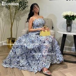 Strapless Floral Embroidery Evening Dresses For Prom 2024 New Design A-line Sleeveless Party Formal Dresses vestidos de fiesta