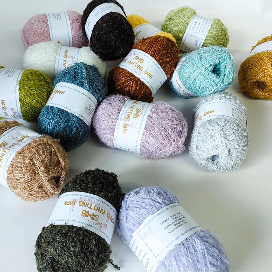 50g 울 루프드 얀, 손뜨개 DIY 인형 가방 스웨터용 고급 루프드 팬시 얀 볼, 140m 부드럽고 편안한 특성 있는 얀