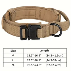 Military - Grade Adjustable Nylon Dog Collar with Control Handle and Heavy - Duty Metal Buckle - L (Khaki)