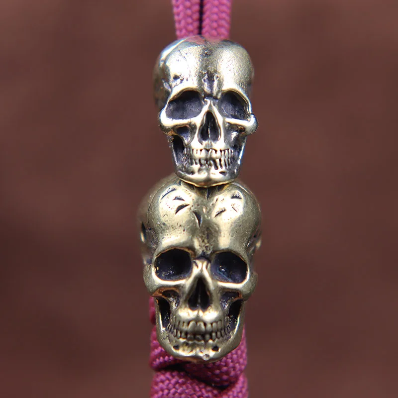 3 Styles Retro Punk Brass Skull Head Knife Bead Umbrella Rope DIY Lanyard  Pendant Accessories Vintage EDC Paracord Hangings Gift